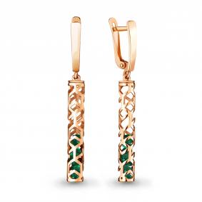 Серьги из золочёного серебра AQUAMARINE с подвижным фианитом А48550П-п А48550П-п фото