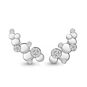 Серебряные серьги AQUAMARINE А48555А с фианитом А48555А фото