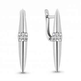 Серебряные серьги AQUAMARINE А48572А с фианитом А48572А фото