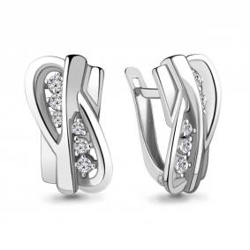 Серебряные серьги AQUAMARINE А48593А с фианитом А48593А фото