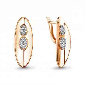 Серьги из золочёного серебра AQUAMARINE А48603А-п с фианитом А48603А-п фото