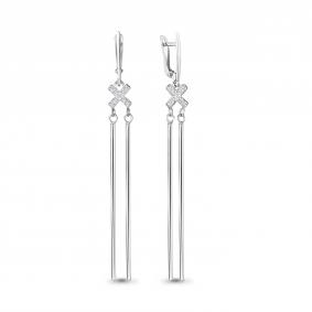 Серебряные серьги AQUAMARINE А48606А с фианитом А48606А фото