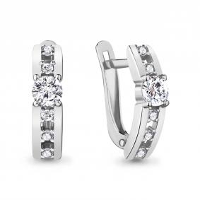 Серебряные серьги AQUAMARINE А48609А с фианитом А48609А фото