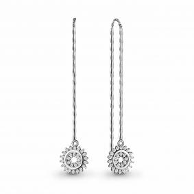 Серебряные серьги AQUAMARINE А48625А с фианитом А48625А фото
