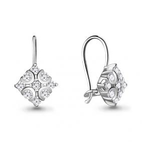 Серебряные серьги AQUAMARINE А48647А с фианитом А48647А фото