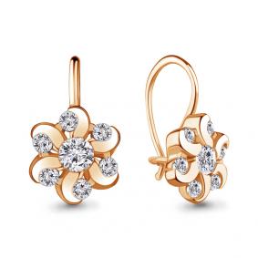 Серьги из золочёного серебра AQUAMARINE А48650А-п с фианитом А48650А-п фото