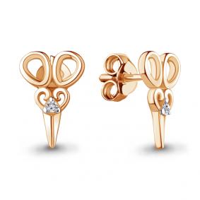 Серьги из золочёного серебра AQUAMARINE А48654А-п с фианитом А48654А-п фото