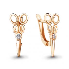 Серьги из золочёного серебра AQUAMARINE А48655А-п с фианитом А48655А-п фото