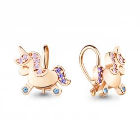 Серьги из золочёного серебра AQUAMARINE А48657БВД-п с фианитом и шпинелью А48657БВД-п фото