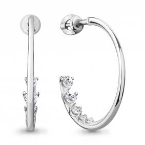 Серебряные серьги AQUAMARINE А48659А с фианитом А48659А фото