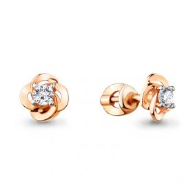 Серьги из золочёного серебра AQUAMARINE А48666А-п с фианитом А48666А-п фото