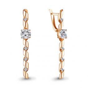 Серьги из золочёного серебра AQUAMARINE А48667А-п с фианитом А48667А-п фото