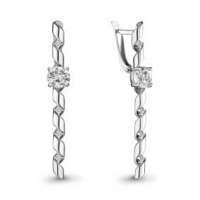 Серебряные серьги AQUAMARINE А48667А с фианитом А48667А фото
