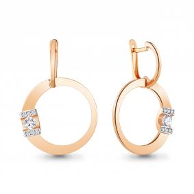 Серьги из золочёного серебра AQUAMARINE А48668-пк с фианитом А48668-пк фото