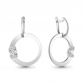 Серебряные серьги AQUAMARINE А48668 с фианитом А48668 фото