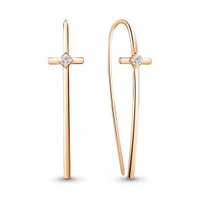 Серьги- кресты из золочёного серебра AQUAMARINE с фианитом А48683-п А48683-п фото
