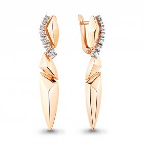 Серьги из золочёного серебра AQUAMARINE А48731А-п с фианитом А48731А-п фото