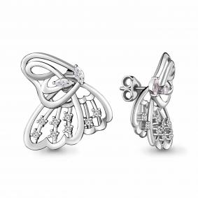 Серебряные серьги-трансформеры AQUAMARINE с фианитом А48733А А48733А фото