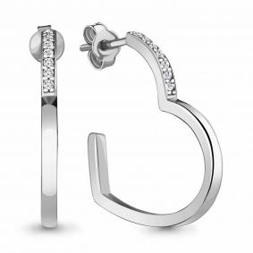 Серебряные серьги AQUAMARINE А48736А с фианитом А48736А фото