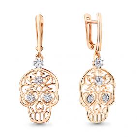 Серьги из золочёного серебра AQUAMARINE А48737А-п с фианитом А48737А-п фото