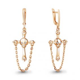 Серьги из золочёного серебра AQUAMARINE А48742А-п с фианитом А48742А-п фото