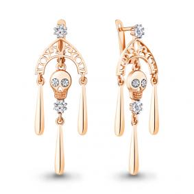 Серьги из золочёного серебра AQUAMARINE А48745А-п с фианитом А48745А-п фото