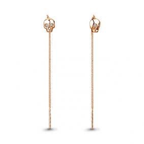 Серьги из золочёного серебра AQUAMARINE А48747А-п с фианитом А48747А-п фото