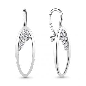 Серебряные серьги AQUAMARINE А48760А с фианитом А48760А фото
