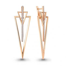 Серьги из золочёного серебра AQUAMARINE А48763А-п с фианитом А48763А-п фото