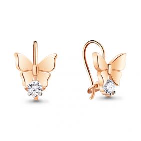 Серьги из золочёного серебра AQUAMARINE А48780А-п с фианитом А48780А-п фото