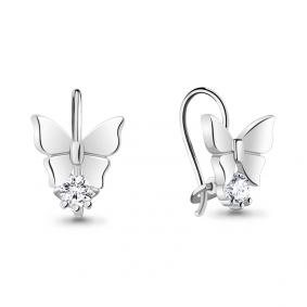 Серебряные серьги AQUAMARINE А48780А с фианитом А48780А фото