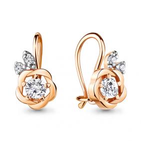 Серьги из золочёного серебра AQUAMARINE А48781А-п с фианитом А48781А-п фото