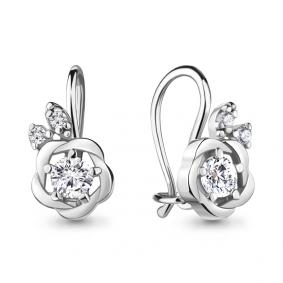 Серебряные серьги AQUAMARINE А48781А с фианитом А48781А фото
