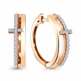 Серьги из золочёного серебра AQUAMARINE А48793А-п с фианитом А48793А-п фото