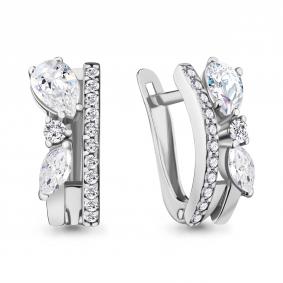 Серебряные серьги AQUAMARINE А48795А с фианитом А48795А фото