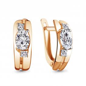 Серьги из золочёного серебра AQUAMARINE А48798А-п с фианитом А48798А-п фото