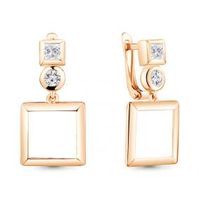 Серьги из золочёного серебра AQUAMARINE А48799А-п с фианитом А48799А-п фото