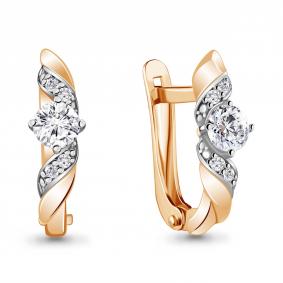 Серьги из золочёного серебра AQUAMARINE А48807А-пк с фианитом А48807А-пк фото