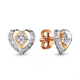 Серьги из золочёного серебра AQUAMARINE А48813А-п с фианитом А48813А-п фото