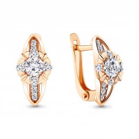 Серьги из золочёного серебра AQUAMARINE А48817А-п с фианитом А48817А-п фото