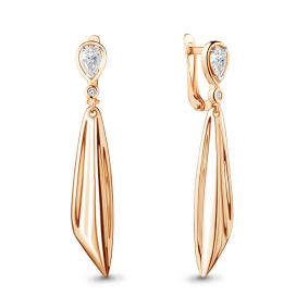 Серьги из золочёного серебра AQUAMARINE А48822А-п с фианитом А48822А-п фото