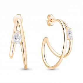 Серьги из золочёного серебра AQUAMARINE А48831-п с фианитом А48831-п фото