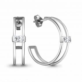 Серебряные серьги AQUAMARINE А48833 с фианитом А48833 фото