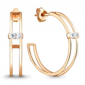 Серьги из золочёного серебра AQUAMARINE А48834-п с фианитом А48834-п фото