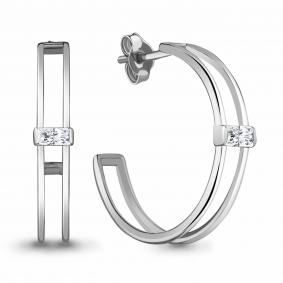 Серебряные серьги AQUAMARINE А48834 с фианитом А48834 фото