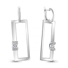 Серебряные серьги AQUAMARINE А48836А с фианитом А48836А фото