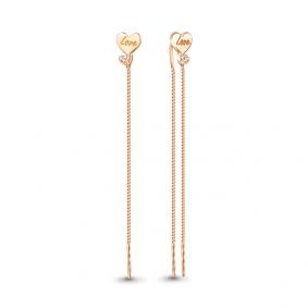 Серьги из золочёного серебра AQUAMARINE А48847А-п с фианитом А48847А-п фото