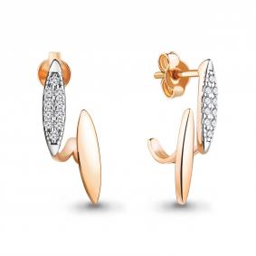 Серьги из золочёного серебра AQUAMARINE А48863А-п с фианитом А48863А-п фото