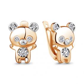 Серьги из золочёного серебра AQUAMARINE А48870А-пк с фианитом А48870А-пк фото