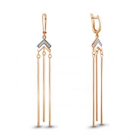 Серьги из золочёного серебра AQUAMARINE А48880А-п с фианитом А48880А-п фото